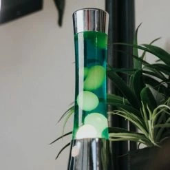 Fisura Lava Lamp Green Yellow Chrome Base