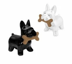 Fisura Dog Salt & Pepper Shakers Ceramic Black And White