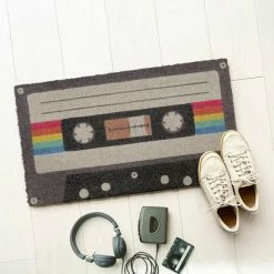 Fisura Doormat Cassette Tape Retro Black White