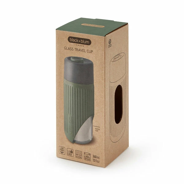 Black + Blum Glass Travel Cup Olive Green 2 Black + Blum Glass Travel Cup Olive Green