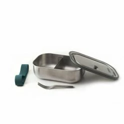 Black + Blum Lunch Box Stainless Steel Food Container Set In Ocean Blue Large With Fork