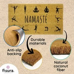 Fisura Doormat Namasté Yoga Sillhouettes Beige Black Fisura