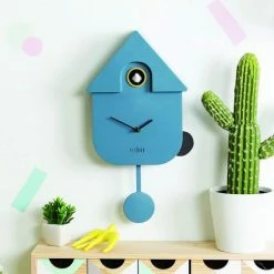 Fisura Wall Clock Musical Cuckoo House Bird In Blue