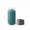 Black + Blum Travel Cup In Tough Borosilicate Glass With Silicone Cover 340 Ml 12 Fl Oz Grey Ocean