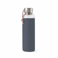 Black + Blum Water Bottle In Tough Borosilicate Glass With Silicone Cover Slate