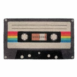 Fisura Doormat Cassette Tape Retro Black White