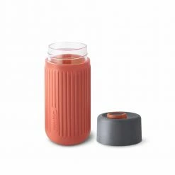Black + Blum Travel Cup In Tough Borosilicate Glass With Silicone Cover 340 Ml 12 Fl Oz Grey Coral