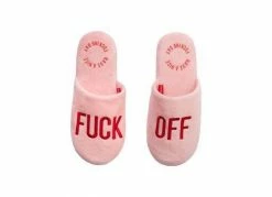 Fisura Chaussons Roses Fuck Off