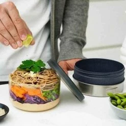 Black + Blum Lunch Bowl Glass With Leak Proof Case Set In Slate Grey 750 Ml