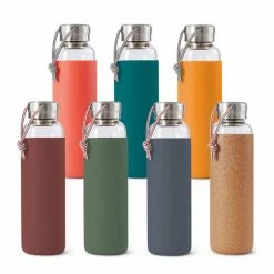 Black + Blum 600ml Olive Green Protective Sleeve Lightweight Leak Proof Glass Water Bottle