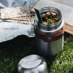 Black + Blum Insulated Food Flask With Spoon From Stainless Steel In Ocean Blue