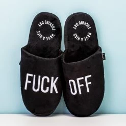 Fisura Chaussons Noirs Fuck Off