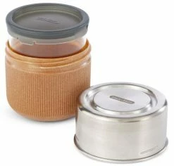 Black + Blum Lunch Bowl Glass Large With Leak Proof Case Set In Almond Orange 450 Ml