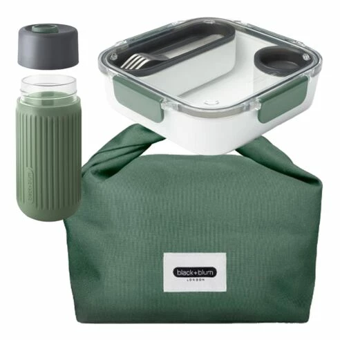 Black + Blum Lunch Bag Set With Olive Glass Travel Cup Original Lunch Box 1 Black + Blum Lunch Bag Set With Olive Glass Travel Cup Original Lunch Box