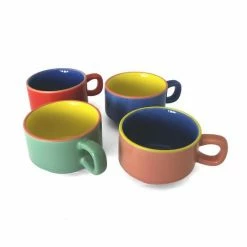 Fisura Set of 4 Colours Ceramic Coffee Mugs 8 Fisura Set of 4 Colours Ceramic Coffee Mugs
