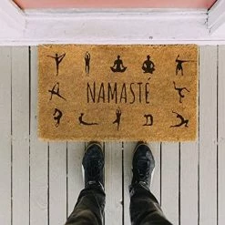 Fisura Doormat Namasté Yoga Sillhouettes Beige Black Fisura