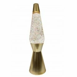 Fisura Lava Lamp Bullet UK Plug Multicolour Glitter and Mat Gold Base