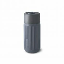 Black + Blum Travel Cup In Tough Borosilicate Glass With Silicone Cover 340 Ml 12 Fl Oz Grey Slate