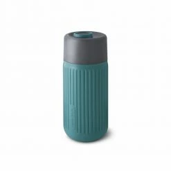 Black + Blum Travel Cup In Tough Borosilicate Glass With Silicone Cover 340 Ml 12 Fl Oz Grey Ocean