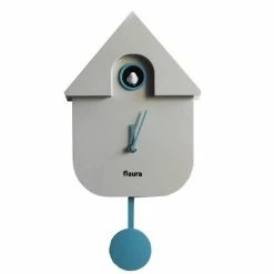 Fisura Wall Clock Musical Cuckoo House Bird In Grey Blue