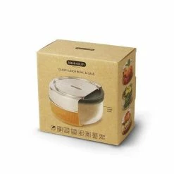 Black + Blum Lunch Bowl Glass With Leak Proof Case Set In Almond Orange 750 Ml