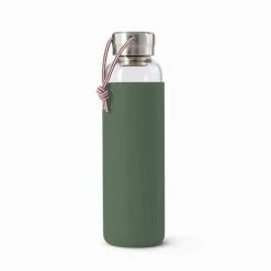 Fisura Sales 6 Black + Blum 600ml Olive Green Protective Sleeve Lightweight Leak Proof Glass Water Bottle