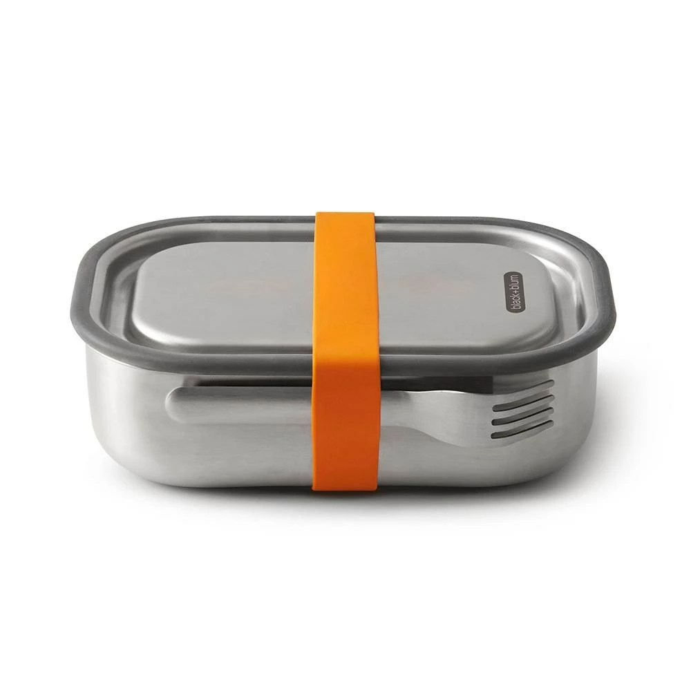Black + Blum Lunch Box In Stainless Steel With Silicone Strap Large 1 0 L 34 Fl Oz Orange 2 Black + Blum Lunch Box In Stainless Steel With Silicone Strap Large 1 0 L 34 Fl Oz Orange