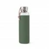 Black + Blum Water Bottle In Tough Borosilicate Glass With Silicone Cover Olive