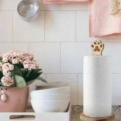 Fisura Cat Paw Paper Towel Kitchen Roll Holder Wooden