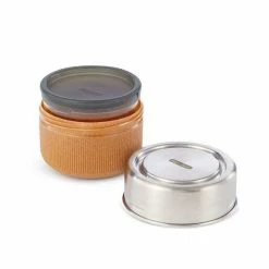 Black + Blum Lunch Bowl Glass Large With Leak Proof Case Set In Almond Orange 600 Ml