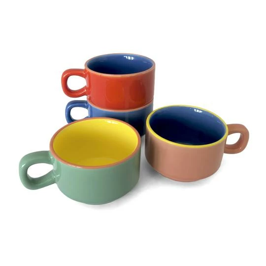 Fisura Set of 4 Colours Ceramic Coffee Mugs 1 Fisura Set of 4 Colours Ceramic Coffee Mugs