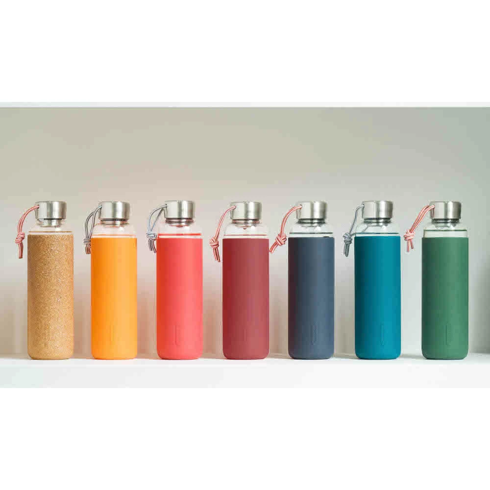 Black + Blum Water Bottle In Tough Borosilicate Glass With Silicone Cover Olive 7 Black + Blum Water Bottle In Tough Borosilicate Glass With Silicone Cover Olive