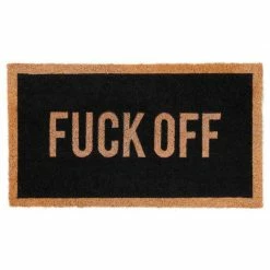 Fisura Natural and Black Door Mat with Fuck Off Print