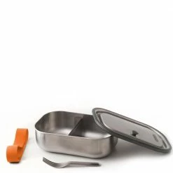 Black + Blum Stainless Steel Lunch Box with Orange Strap Large