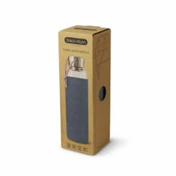 Black + Blum Water Bottle In Tough Borosilicate Glass With Silicone Cover Slate