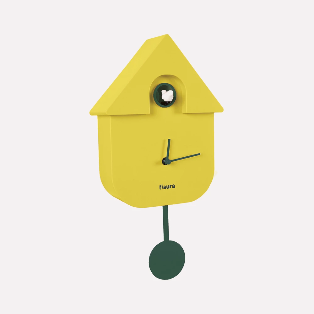 Fisura Cuckoo House Clock Yellow & Dark Green 1 Fisura Cuckoo House Clock Yellow & Dark Green
