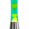 Fisura Lava Lamp With Chrome Base, Yellow Liquid and Green Lava