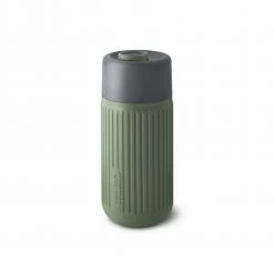 Black + Blum Travel Cup In Tough Borosilicate Glass With Silicone Cover 340 Ml 12 Fl Oz Grey Olive