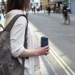 Black + Blum Travel Cup In Tough Borosilicate Glass With Silicone Cover 340 Ml 12 Fl Oz Grey Olive