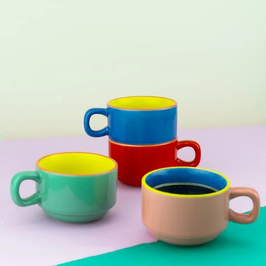 Fisura Set of 4 Colours Ceramic Coffee Mugs 5 Fisura Set of 4 Colours Ceramic Coffee Mugs