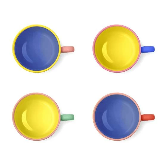 Fisura Set of 4 Colours Ceramic Coffee Mugs 4 Fisura Set of 4 Colours Ceramic Coffee Mugs