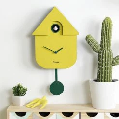 Fisura Cuckoo House Clock Yellow & Dark Green 5 Fisura Cuckoo House Clock Yellow & Dark Green