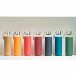 Black + Blum Water Bottle In Tough Borosilicate Glass With Silicone Cover Slate