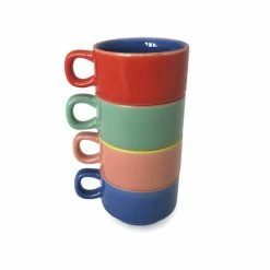 Fisura Set of 4 Colours Ceramic Coffee Mugs